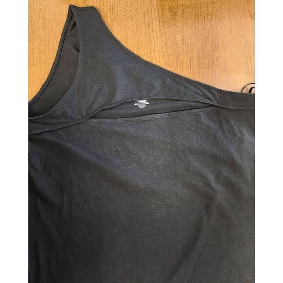 Torrid Black Foxy one shoulder, a symmetrical black top with keyhole design Sz 4 - Picture 4 of 5